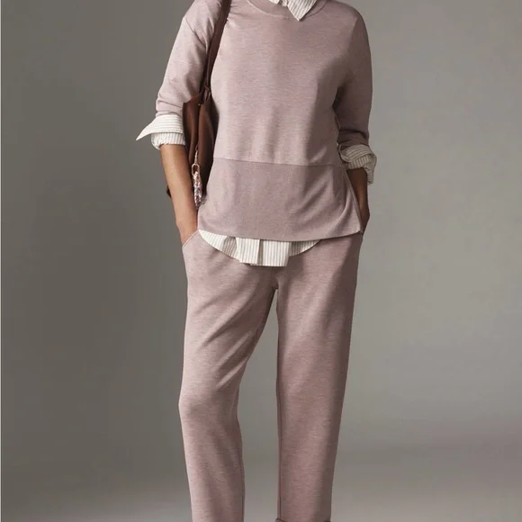 NWT Varley Anthropologie Lowry Longline Double soft Sweatshirt light mauve s - Picture 4 of 6